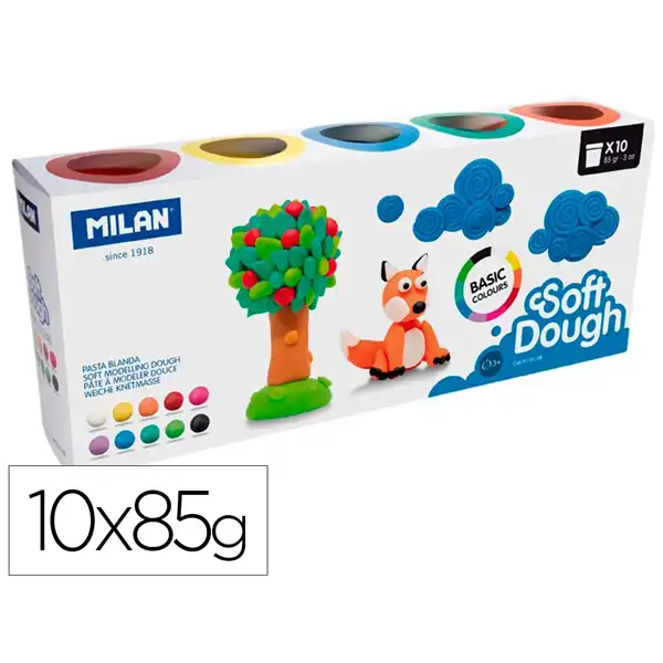 PASTA MILAN PARA MODELAR SOFT DOUGH BASIC 85GR 10 BOTES COLORES SURTIDOS 160416 913510B PASTA MILAN PARA MODELAR SOFT DOUGH BASIC 85GR 10 BOTES COLORES SURTIDOS 160416 913510B
