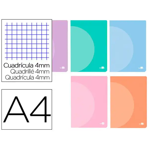 LIBRETA LIDERPAPEL 360 TAPA PLASTICO PASTEL A4 48HJ 90GR 4MM LF23 163666 LIBRETA LIDERPAPEL 360 TAPA PLASTICO PASTEL A4 48HJ 90GR 4MM LF23 163666