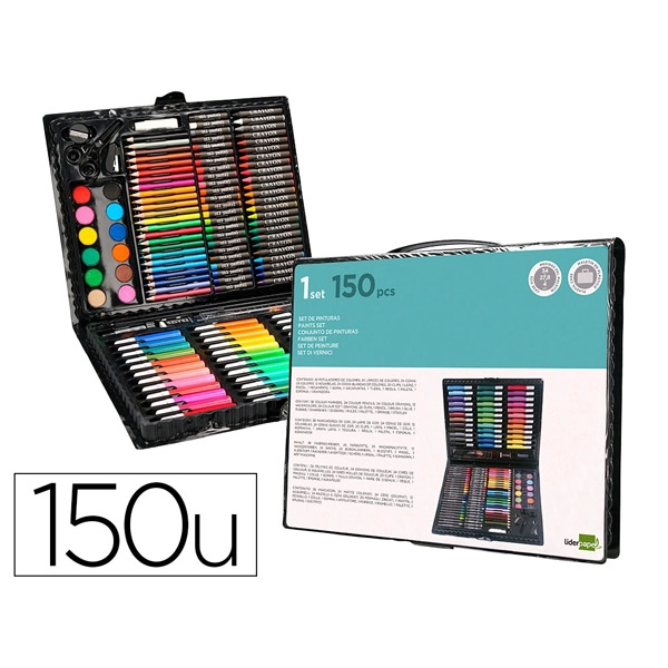 ESTUCHE DE PINTURA LIDERPAPEL PLASTICO 150 PIEZAS 36X31X4 CM SX02 163884 ESTUCHE DE PINTURA LIDERPAPEL PLASTICO 150 PIEZAS 36X31X4 CM SX02 163884