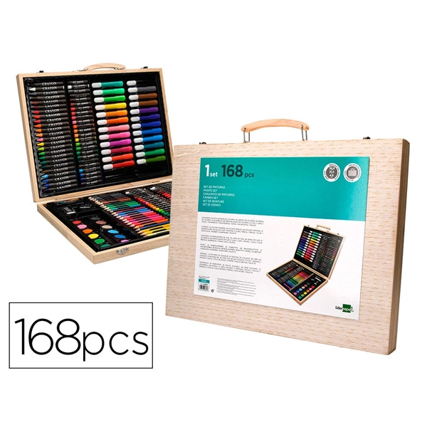 ESTUCHE DE PINTURA LIDERPAPEL MADERA 168 PIEZAS MALETIN 39,3X30X4,8 CM SX04 163886 ESTUCHE DE PINTURA LIDERPAPEL MADERA 168 PIEZAS MALETIN 39,3X30X4,8 CM SX04 163886