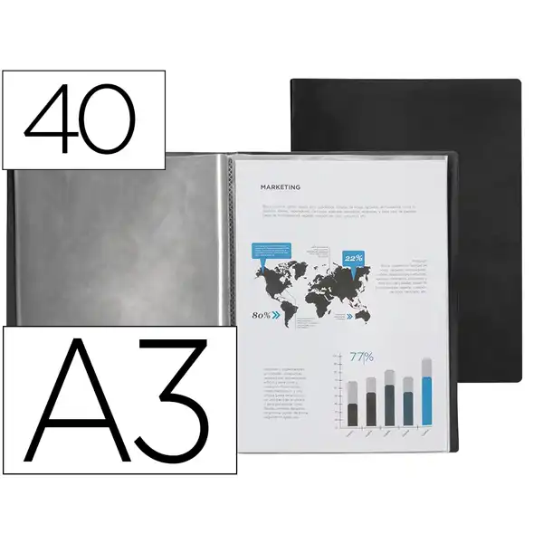 CARPETA LIDERPAPEL ESCAPARATE 40 FUNDAS PP DIN A3 NEGRO OPACO EC49 165935 CARPETA LIDERPAPEL ESCAPARATE 40 FUNDAS PP DIN A3 NEGRO OPACO EC49 165935
