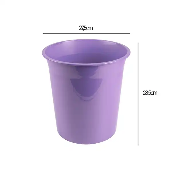 PAPELERA PLASTICO LIDERPAPEL LAVANDA OPACO 13 LITROS 275X285 MM PJ03 166256