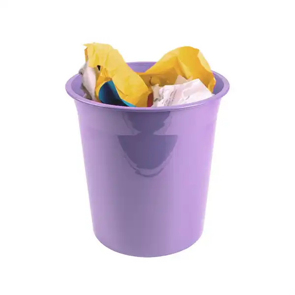 PAPELERA PLASTICO LIDERPAPEL LAVANDA OPACO 13 LITROS 275X285 MM PJ03 166256