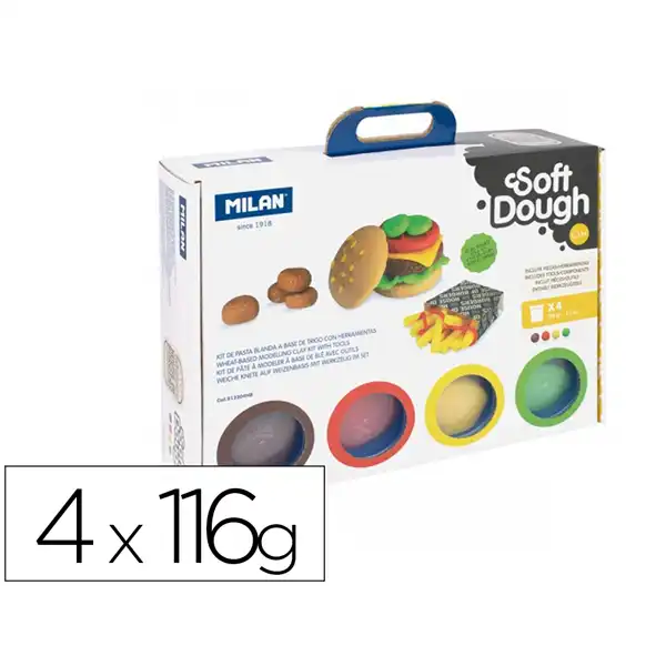 PASTA MILAN PARA MODELAR SOFT DOUGH CASA DE LAS HAMBURGUESAS CON HERRAMIENTAS MALETIN CON 4 BOTES COLORES 167312 913304HB PASTA MILAN PARA MODELAR SOFT DOUGH CASA DE LAS HAMBURGUESAS CON HERRAMIENTAS MALETIN CON 4 BOTES COLORES 167312 913304HB