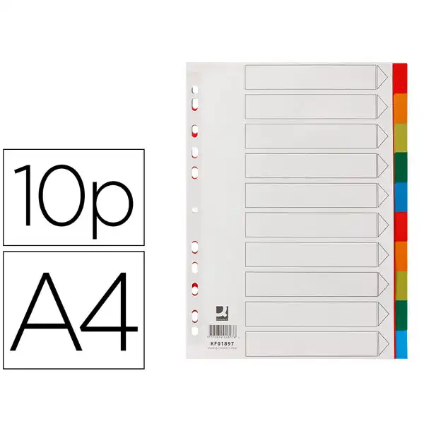 SEPARADOR Q-CONNECT PLASTICO JUEGO DE 10 SEPARADORES DIN A4 MULTITALADRO KF01897 168912 SEPARADOR Q-CONNECT PLASTICO JUEGO DE 10 SEPARADORES DIN A4 MULTITALADRO KF01897 168912