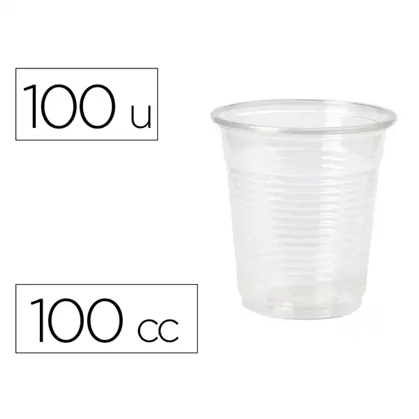VASO DE PLASTICO TRANSPARENTE 100 CC PAQ. DE 100 UDS 10350231 169240 VASO DE PLASTICO TRANSPARENTE 100 CC PAQ. DE 100 UDS 10350231 169240