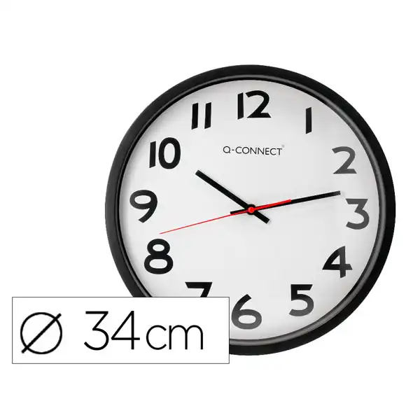 RELOJ Q-CONNECT DE PARED PLASTICO OFICINA REDONDO 34 CM MARCO NEGRO KF15592 22369 RELOJ Q-CONNECT DE PARED PLASTICO OFICINA REDONDO 34 CM MARCO NEGRO KF15592 22369