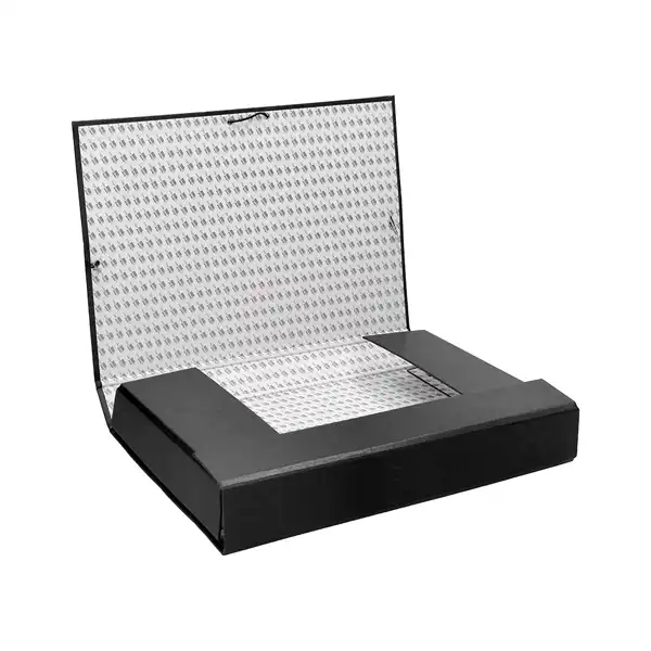 CAJA DE PROYECTOS Fº LOMO 9 NEGRO CARTON FORRADO LIDERPAPEL 25293