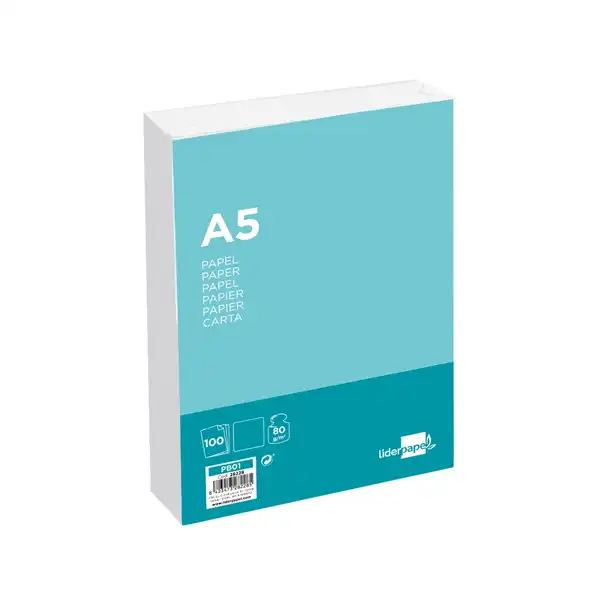 PAPEL LIDERPAPEL A5 80G/M2 PAQ. DE 100 BLANCO 28228 PAPEL LIDERPAPEL A5 80G/M2 PAQ. DE 100 BLANCO 28228