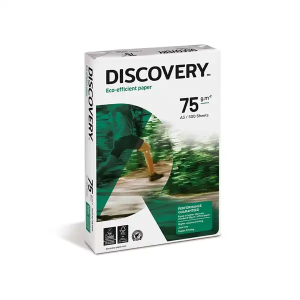 PAPEL FOTOCOPIADORA DISCOVERY DIN A3 75 GRS. PAPEL MULTIUSO INK-JET Y LASER-PAQ. DE 500 HJ 28241
