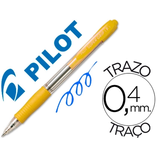 BOLIGRAFO PILOT SUPER GRIP AMARILLO RETRACTIL SUJECION DE CAUCHO TINTA BASE DE ACEITE 28594 BOLIGRAFO PILOT SUPER GRIP AMARILLO RETRACTIL SUJECION DE CAUCHO TINTA BASE DE ACEITE 28594
