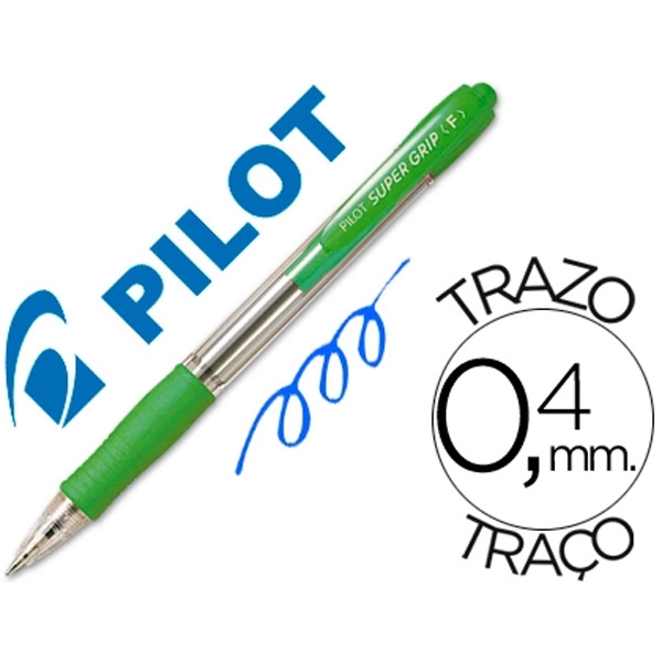 BOLIGRAFO PILOT SUPER GRIP VERDE CLARO RETRACTIL SUJECION DE CAUCHO -TINTA BASE DE ACEITE 28595 BOLIGRAFO PILOT SUPER GRIP VERDE CLARO RETRACTIL SUJECION DE CAUCHO -TINTA BASE DE ACEITE 28595