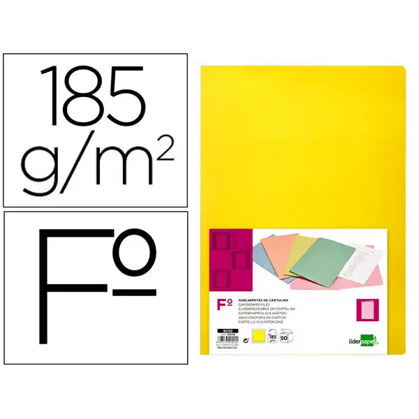 SUBCARPETA LIDERPAPEL Fº AMARILLO INTENSO 180G/M2 SC02 29020 SUBCARPETA LIDERPAPEL Fº AMARILLO INTENSO 180G/M2 SC02 29020