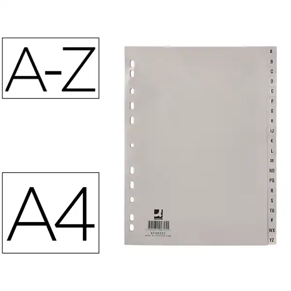 SEPARADOR ALFABETICO Q-CONNECT PLASTICO A-Z A4 KF00325 32580 SEPARADOR ALFABETICO Q-CONNECT PLASTICO A-Z A4 KF00325 32580