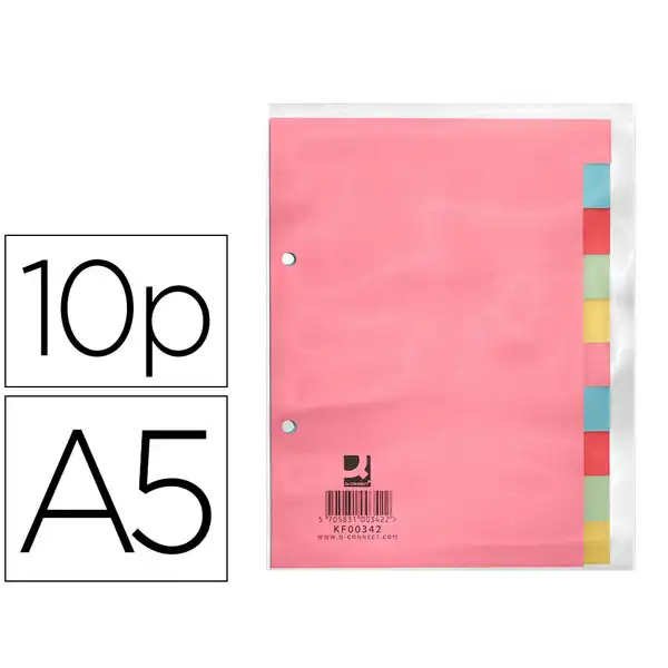 SEPARADOR Q-CONNECT CARTULINA JUEGO DE 10 SEPARADORES DIN A5 KF00342 32587 SEPARADOR Q-CONNECT CARTULINA JUEGO DE 10 SEPARADORES DIN A5 KF00342 32587