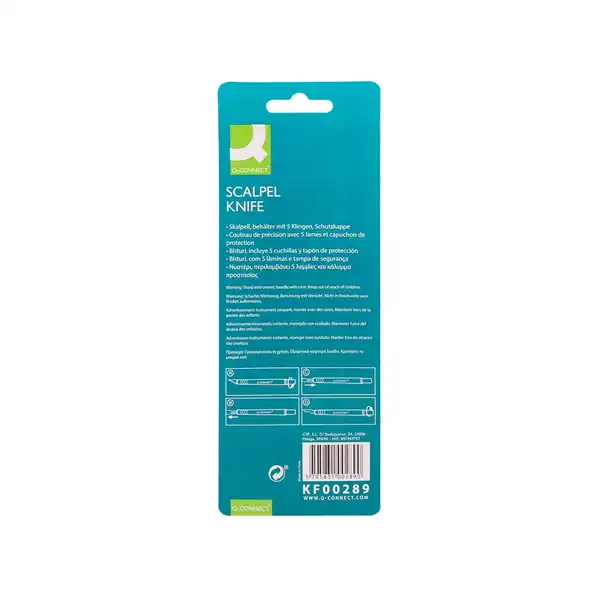 BISTURI Q-CONNECT 3 CUCHILLAS + TAPON DE SEGURIDAD KF00289 36070 BISTURI Q-CONNECT 3 CUCHILLAS + TAPON DE SEGURIDAD KF00289 36070
