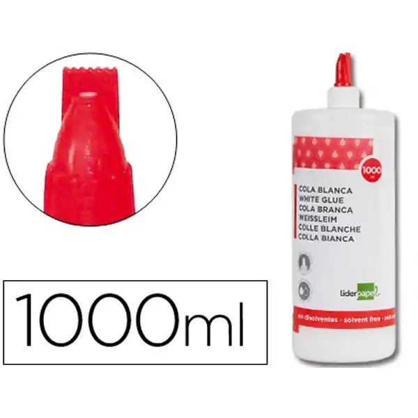 PEGAMENTO COLA BLANCA LAVABLE LIDERPAPEL BOTE DE 1000 ML PG01 36476 PEGAMENTO COLA BLANCA LAVABLE LIDERPAPEL BOTE DE 1000 ML PG01 36476