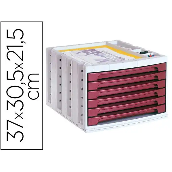 MODULO Q-CONNECT 6 CAJONES BURDEOS KF18433 43583 MODULO Q-CONNECT 6 CAJONES BURDEOS KF18433 43583