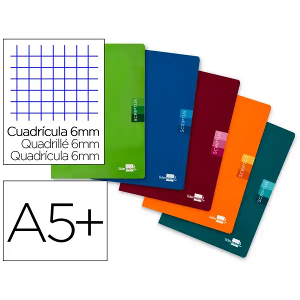 LIBRETA LIDERPAPEL SCRIPTUS A5 48 HJ 90G/M2 CUADRO 6MM CON MARGEN LB18 52164 LIBRETA LIDERPAPEL SCRIPTUS A5 48 HJ 90G/M2 CUADRO 6MM CON MARGEN LB18 52164