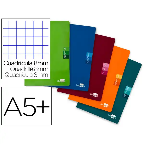 LIBRETA LIDERPAPEL SCRIPTUS A5 48 HJ 90G/M2 CUADRO 8MM CON MARGEN LB19 52165 LIBRETA LIDERPAPEL SCRIPTUS A5 48 HJ 90G/M2 CUADRO 8MM CON MARGEN LB19 52165