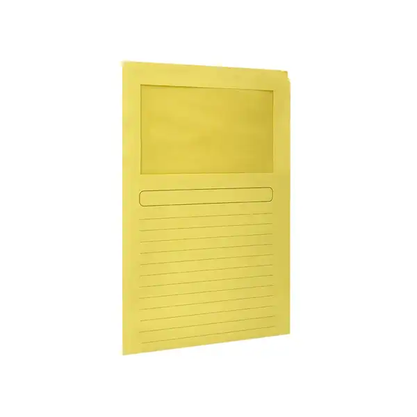 SUBCARPETA CARTULINA Q-CONNECT DIN A4 AMARILLA CON VENTANA TRANSPARENTE 120 G/M2 KF15244 53224