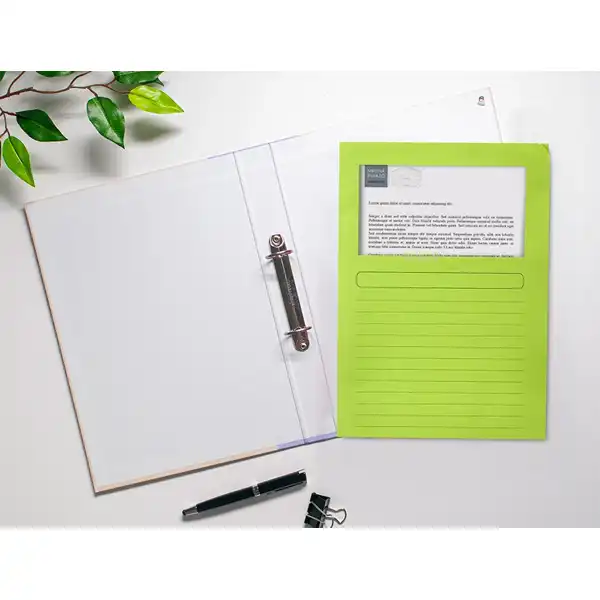 SUBCARPETA CARTULINA Q-CONNECT DIN A4 VERDE CON VENTANA TRANSPARENTE 120 GR KF15247 53227