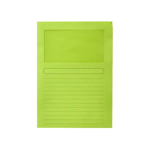 SUBCARPETA CARTULINA Q-CONNECT DIN A4 VERDE CON VENTANA TRANSPARENTE 120 GR KF15247 53227