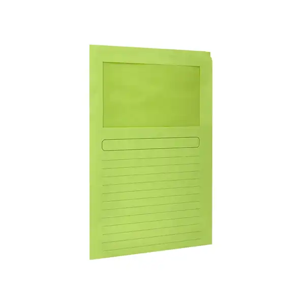 SUBCARPETA CARTULINA Q-CONNECT DIN A4 VERDE CON VENTANA TRANSPARENTE 120 GR KF15247 53227