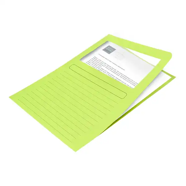 SUBCARPETA CARTULINA Q-CONNECT DIN A4 VERDE CON VENTANA TRANSPARENTE 120 GR KF15247 53227