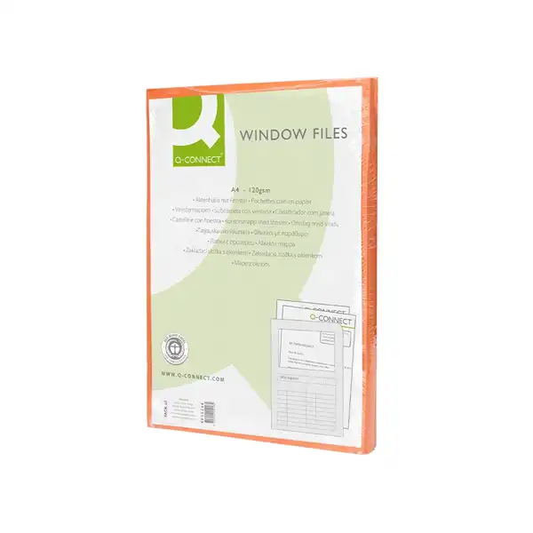 SUBCARPETA CARTULINA Q-CONNECT DIN A4 NARANJA CON VENTANA TRANSPARENTE 120 G/M2 KF15248 53228 SUBCARPETA CARTULINA Q-CONNECT DIN A4 NARANJA CON VENTANA TRANSPARENTE 120 G/M2 KF15248 53228