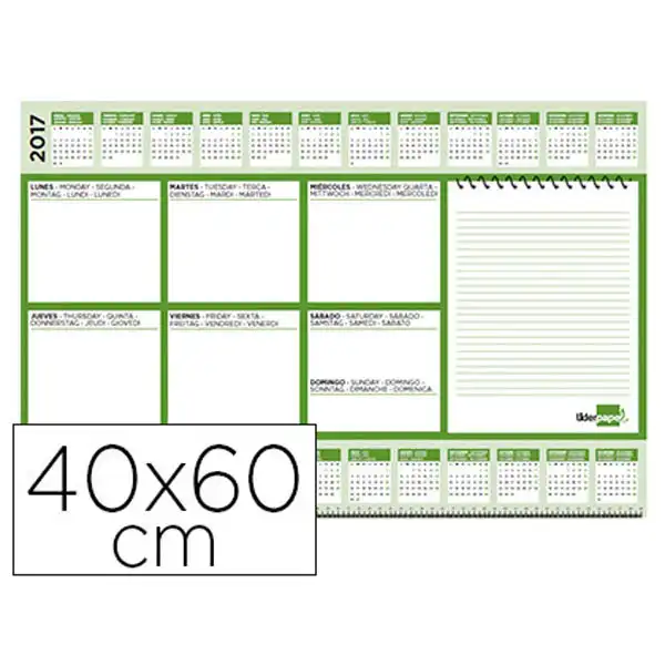 PLANNING SEMANAL SOBREMESA LIDERPAPEL 40X60CM 80GR 60HJ PN01 53899 PLANNING SEMANAL SOBREMESA LIDERPAPEL 40X60CM 80GR 60HJ PN01 53899