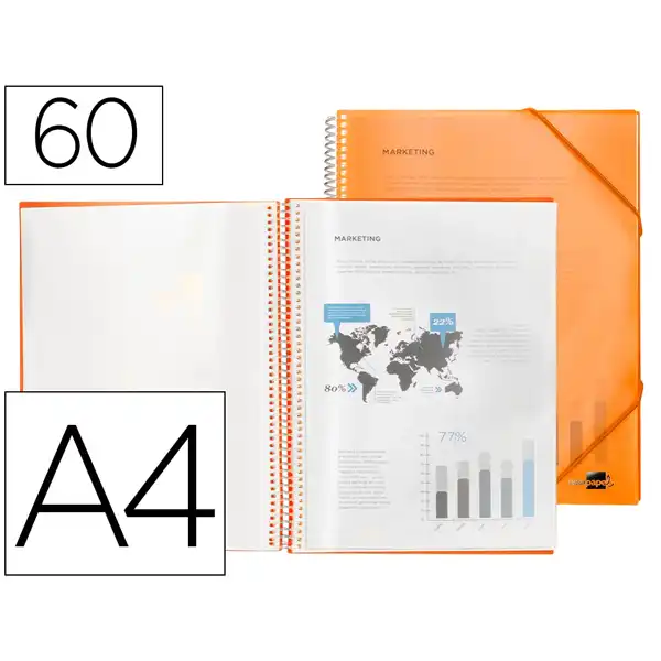 CARPETA LIDERPAPEL ESCAPARATE CON ESPIRAL 60 FUNDAS PP DIN A4 NARANJA EC24 54431 CARPETA LIDERPAPEL ESCAPARATE CON ESPIRAL 60 FUNDAS PP DIN A4 NARANJA EC24 54431
