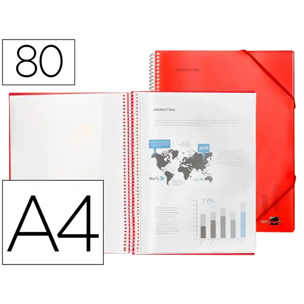 CARPETA LIDERPAPEL ESCAPARATE CON ESPIRAL 80 FUNDAS PP DIN A4 ROJO EC26 54433 CARPETA LIDERPAPEL ESCAPARATE CON ESPIRAL 80 FUNDAS PP DIN A4 ROJO EC26 54433