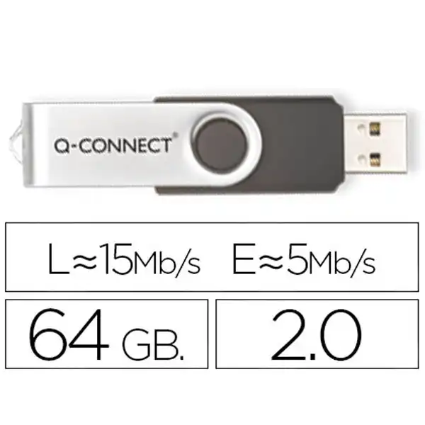 MEMORIA USB Q-CONNECT FLASH 64 GB 2.0 KF41514 57399 MEMORIA USB Q-CONNECT FLASH 64 GB 2.0 KF41514 57399