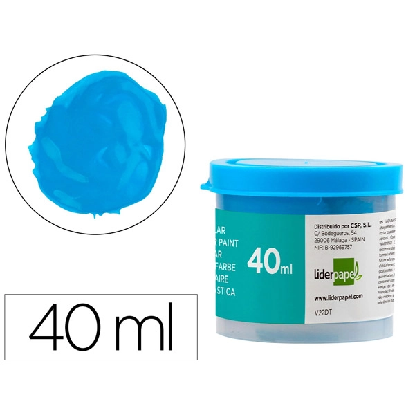 TEMPERA LIDERPAPEL ESCOLAR 40 ML AZUL CIAN TP59 62929 TEMPERA LIDERPAPEL ESCOLAR 40 ML AZUL CIAN TP59 62929