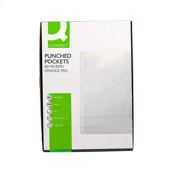 FUNDA MULTITALADRO Q-CONNECT Fº 80 MC CRISTAL CAJA 100 UDS KF15038 63404