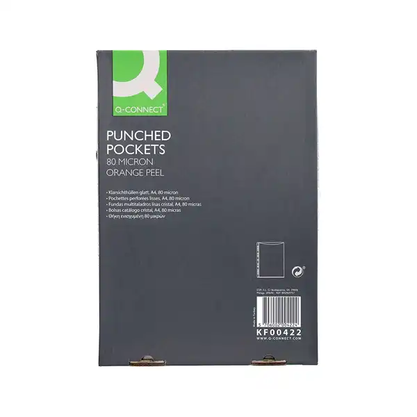 FUNDA MULTITALADRO Q-CONNECT Fº 80 MC CRISTAL CAJA 100 UDS KF15038 63404