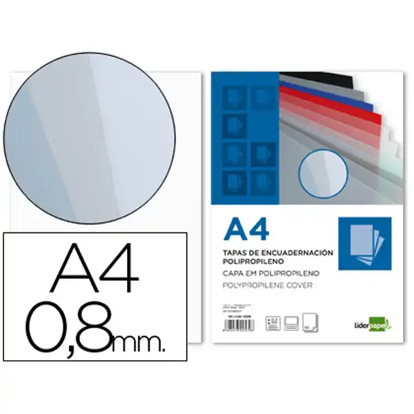 T. ENCUADERNACION LIDERPAPEL PP A4 0.8MM TRANSPARENTE PAQ. DE 50 UDS TE16 64039 T. ENCUADERNACION LIDERPAPEL PP A4 0.8MM TRANSPARENTE PAQ. DE 50 UDS TE16 64039