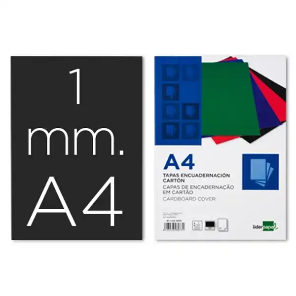 TAPA ENCUADERNACION LIDERPAPEL CARTON A4 1MM NEGRA PAQ. DE 50 UDS TE02 64088 TAPA ENCUADERNACION LIDERPAPEL CARTON A4 1MM NEGRA PAQ. DE 50 UDS TE02 64088