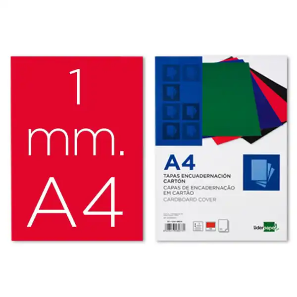 T. ENCUADERNACION LIDERPAPEL CARTON A4 1MM ROJA PAQ. DE 50 UDS TE03 64089 T. ENCUADERNACION LIDERPAPEL CARTON A4 1MM ROJA PAQ. DE 50 UDS TE03 64089