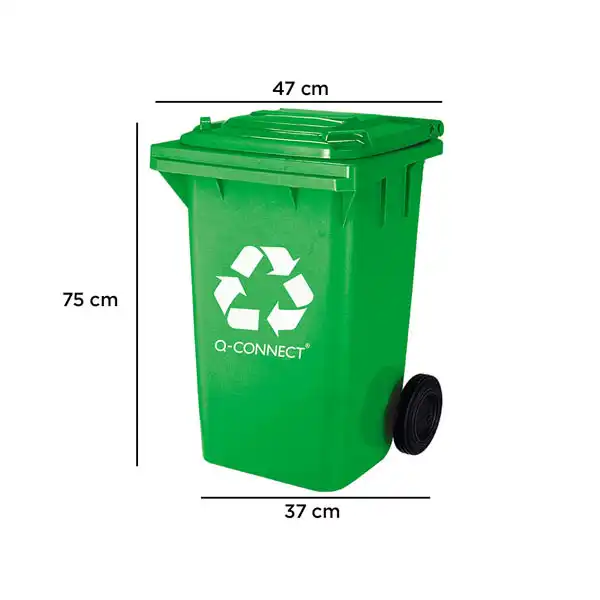 PAPELERA CONTENEDOR Q-CONNECT PLASTICO VERD 100L CON TAPA Y RUEDAS 750X470X370MM KF1654 72481 PAPELERA CONTENEDOR Q-CONNECT PLASTICO VERD 100L CON TAPA Y RUEDAS 750X470X370MM KF1654 72481