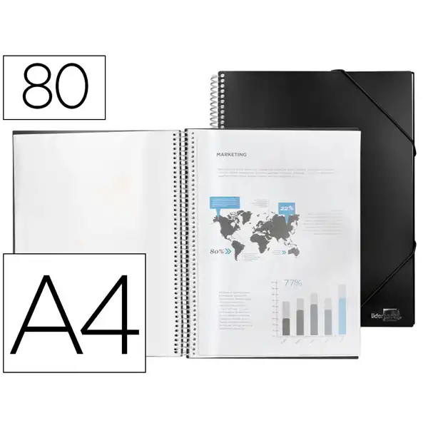 CARPETA LIDERPAPEL ESCAPARATE CON ESPIRAL 80 FUNDAS PP DIN A4 NEGRO EC35 75086 CARPETA LIDERPAPEL ESCAPARATE CON ESPIRAL 80 FUNDAS PP DIN A4 NEGRO EC35 75086