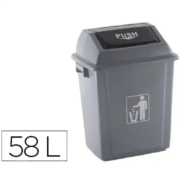PAPELERA CONTENEDOR Q-CONNECT PLASTICO CON TAPA DE BALANCIN 58 LITROS 340X240X450 MM GRIS 75173 PAPELERA CONTENEDOR Q-CONNECT PLASTICO CON TAPA DE BALANCIN 58 LITROS 340X240X450 MM GRIS 75173