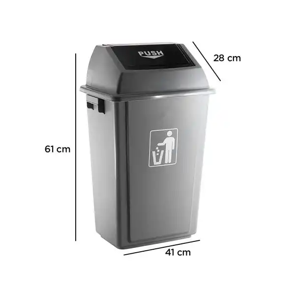 PAPELERA CONTENEDOR Q-CONNECT PLASTICO CON TAPA DE BALANCIN 40 LITROS GRIS 410X280X610 MM 75174 PAPELERA CONTENEDOR Q-CONNECT PLASTICO CON TAPA DE BALANCIN 40 LITROS GRIS 410X280X610 MM 75174