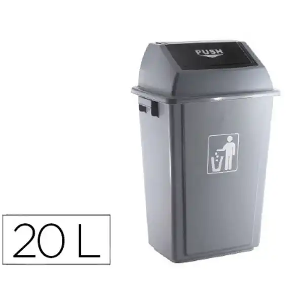 PAPELERA CONTENEDOR Q-CONNECT PLASTICO CON TAPA DE BALANCIN 20 LITROS 340X240X450 MM GRIS 75175 PAPELERA CONTENEDOR Q-CONNECT PLASTICO CON TAPA DE BALANCIN 20 LITROS 340X240X450 MM GRIS 75175