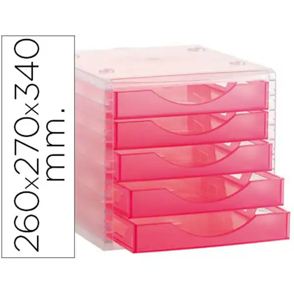 FICHERO CAJONES DE SOBREMESA Q-CONNECT 260X270X340 MM APILABLES 5 CAJONES ROSA TRANSLUCIDO KF18413 75225 FICHERO CAJONES DE SOBREMESA Q-CONNECT 260X270X340 MM APILABLES 5 CAJONES ROSA TRANSLUCIDO KF18413 75225