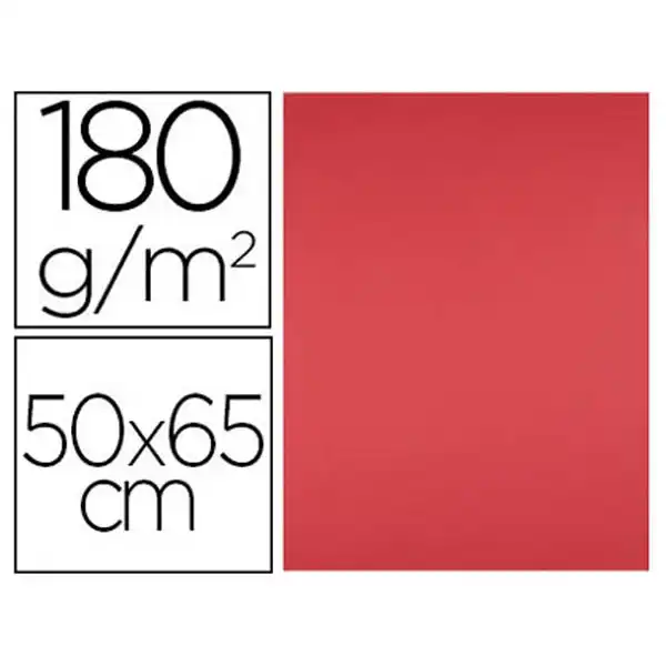 CARTULINA LIDERPAPEL 50X65 CM 180G/M2 ROJO PAQ. DE 25 HJ CX67 79455 CARTULINA LIDERPAPEL 50X65 CM 180G/M2 ROJO PAQ. DE 25 HJ CX67 79455