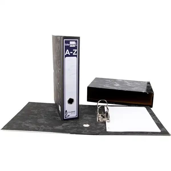 CAJA ARCHIVADOR JASPEADO LIDERPAPEL CLASSIC BLUE A4 NEGRA C04 94922