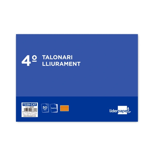 TALONARI LLIURAMENT LIDERPAPEL QUART ORIGINAL I COPIA (96331) (229-CAT) TALONARI LLIURAMENT LIDERPAPEL QUART ORIGINAL I COPIA (96331) (229-CAT)