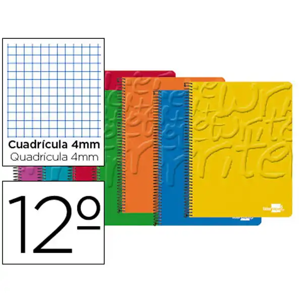 BLOC ESPIRAL LIDERPAPEL BOLSILLO 12º WRITE TAPA CARTONCILLO 80H 60G CUADRO 4MM. COLORES SURTIDOS 725 BLOC ESPIRAL LIDERPAPEL BOLSILLO 12º WRITE TAPA CARTONCILLO 80H 60G CUADRO 4MM. COLORES SURTIDOS 725